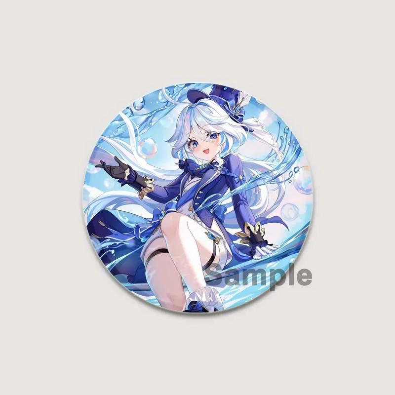 32/44/58mm Anime Genshin Impact Pins Cute Cartoon Furina Badge Handmade Tinplate Brooches Breastpin for Backpack Clothes Gift Accessorys