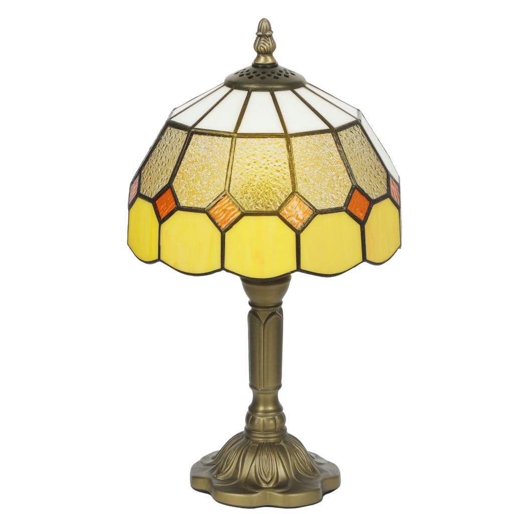 Handmade Art Deco Glass Table Lamp - White/Orange