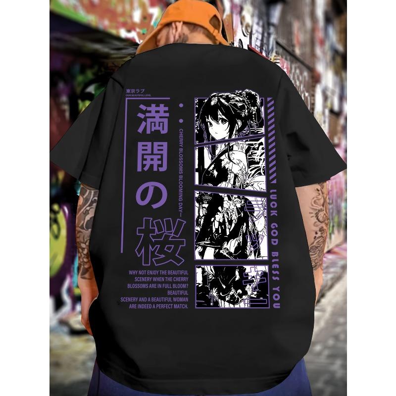 Men's Manga Style Anime Pattern Printed T-shirt Summer New Style Unisex Casual T-shirt