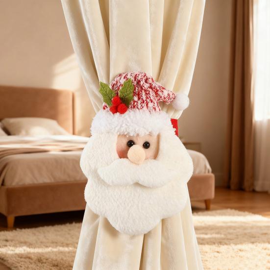 Набор рождественских подхватов для штор Легкая установка Форма Санта-Клауса Снеговика Праздничный сезон Подхваты для штор Праздничное украшение