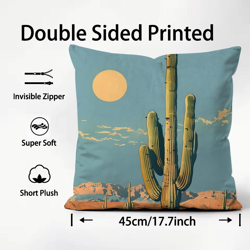 Модная наволочка с кактусами, плюшевая ткань, мягкая, двусторонняя печать, для дивана, теплая, зимняя, домашний, детский подарок, наволочка