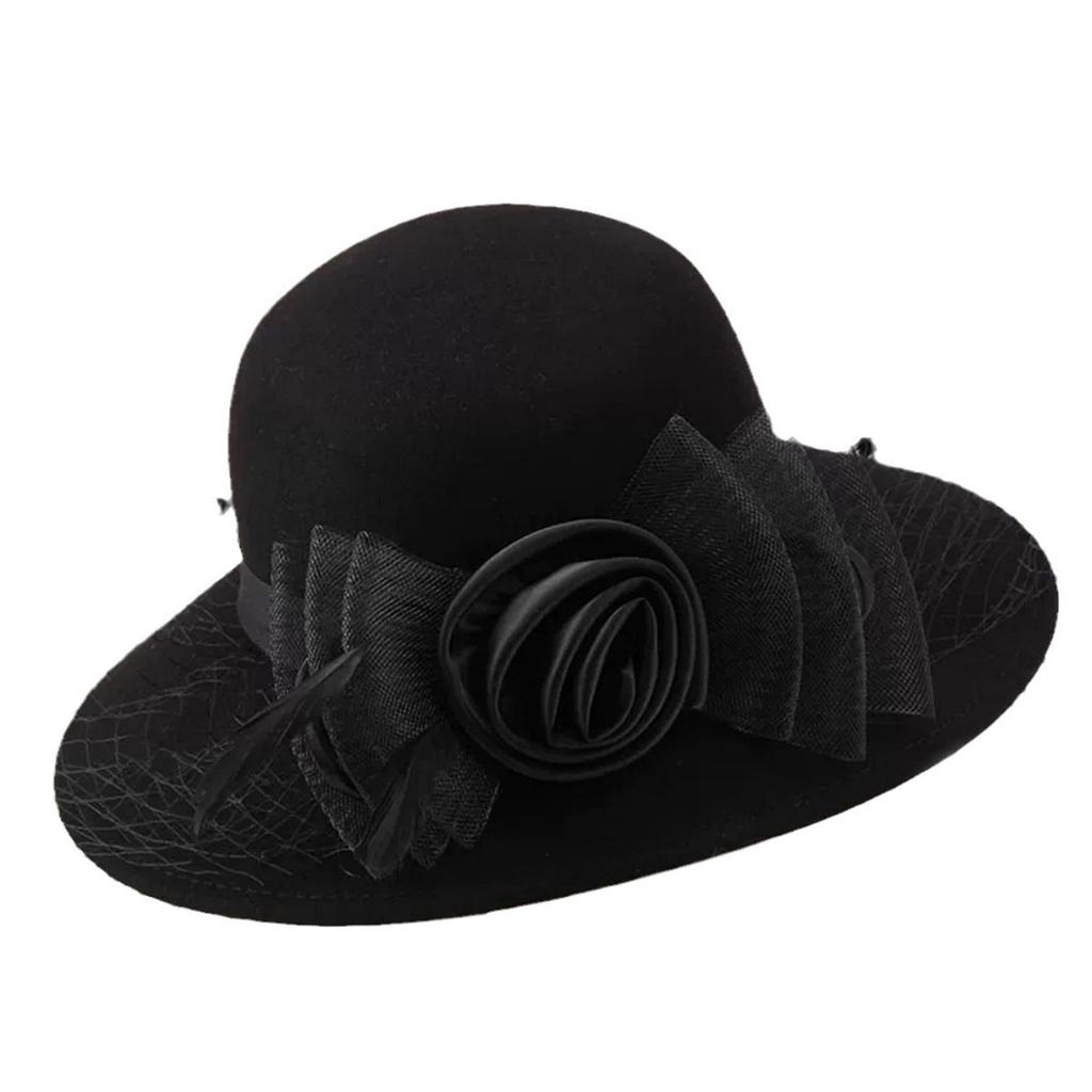 Winter Hat for Women French Hepburn Style Banquet Top Hat Light Luxury High-end European and American Retro Woolen Hat Thick