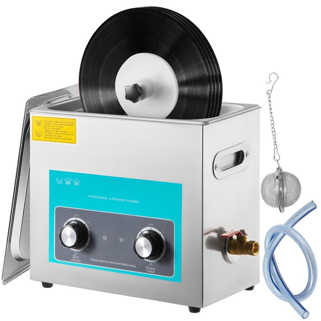 Ultrasonic Vinyl Record Cleaner 6L 40kHz Vinyl Ultrasonic Cleaning Machine Knob Control Record Ultrasonic Cleaner 4 Records Vinyl Sonic Cleaner