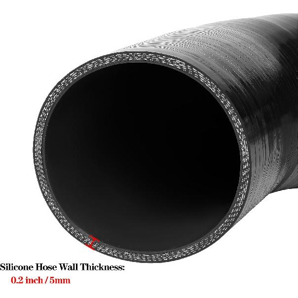 ID 1.5" to 1.75" 90 Degree Reducer Silicone Elbow Coupler, 7" Leg Length (178mm) Universal 4-Ply Reinforced Silicone Radiator Hose Reducer Intake