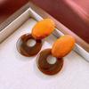 Maillard Coffee Retro Heart Hong Kong Style Versatile Stud Earrings - Niche Fashion Design