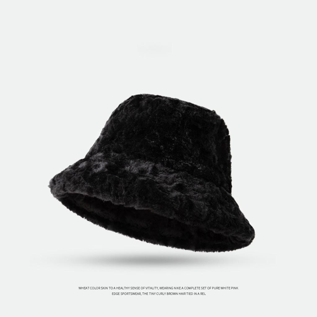 Winter Solid Color Plush Bucket Hat