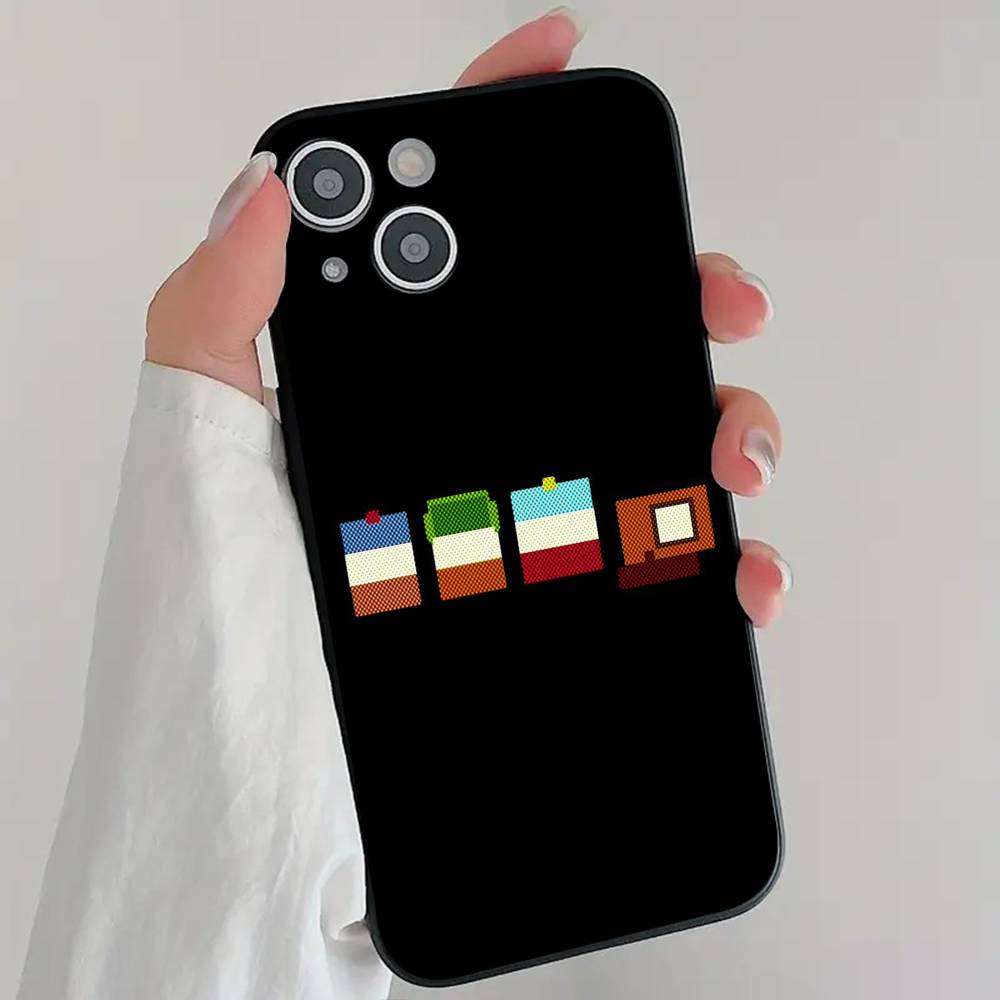 Anime S-South P-Park Phone Case Cool Black Silicone Soft For IPhone 16 15 14 13 12 11 X XR Plus Pro Max Plus