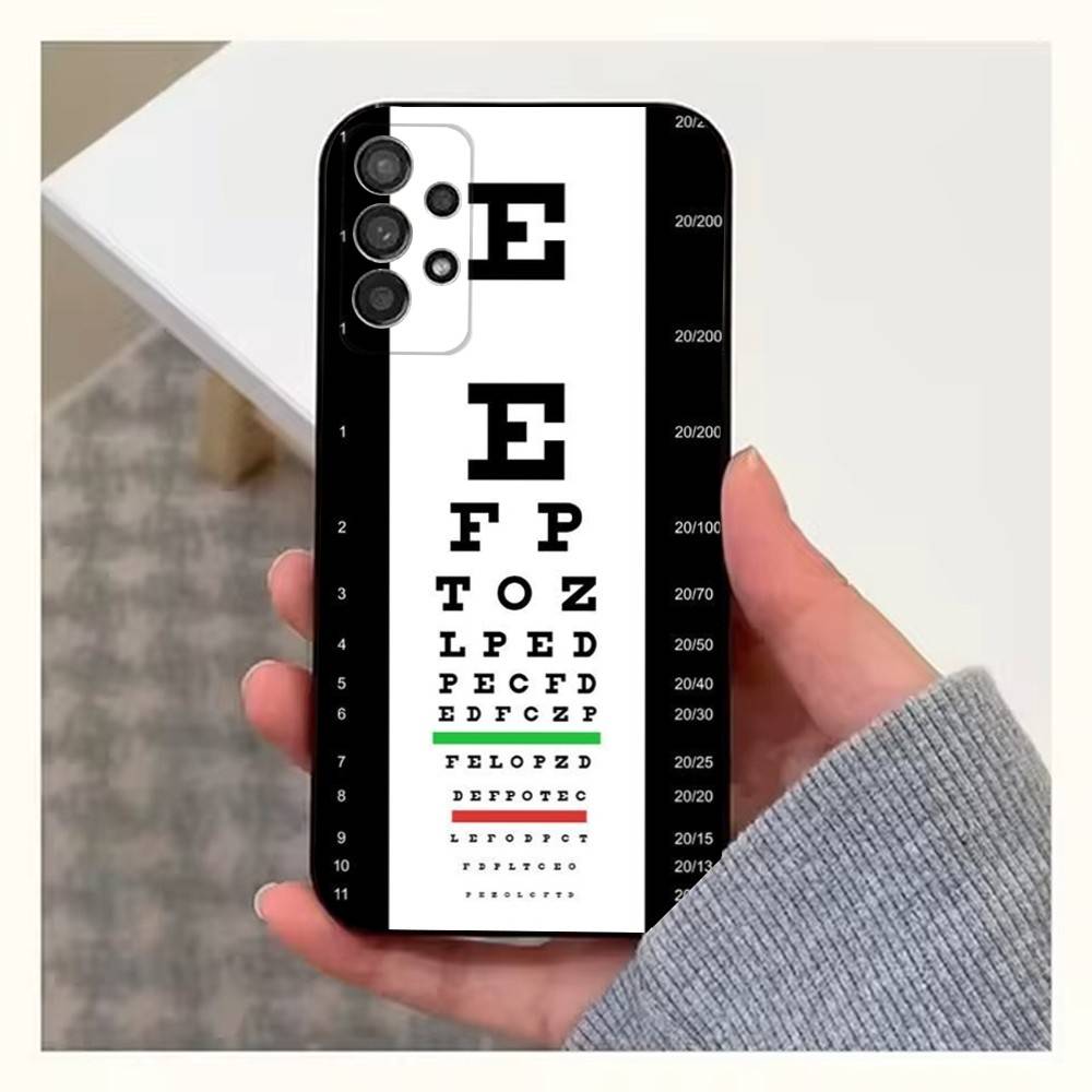 Vision Chart Medical Eye Phone Case For Samsung S22,S21,S20,S10,S9,S25,S24,S23,Ultra,FE,Plus,Lite,Soft Silicone Black
