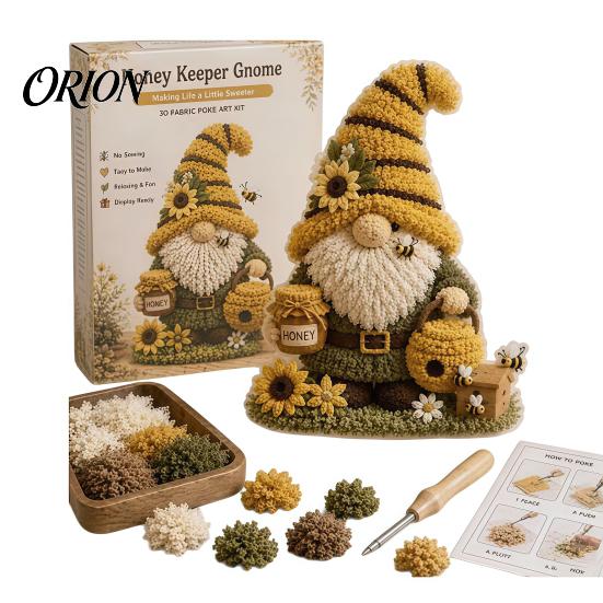 Creative Christmas Gifts Gnome Fabric Poke Art Kit, DIY 3D Seasonal Gnome, Halloween Festive Tabletop Decorations Autumn Winter No-Sew Craft