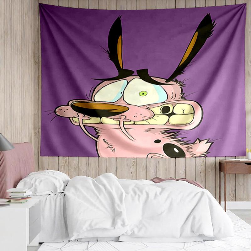 Courage the Cowardly Dog Tapestry for Bedroom Aesthetic Classroom Tapestries Wall Hanging for Living Room Dorm Office,Ideal Creative Gift