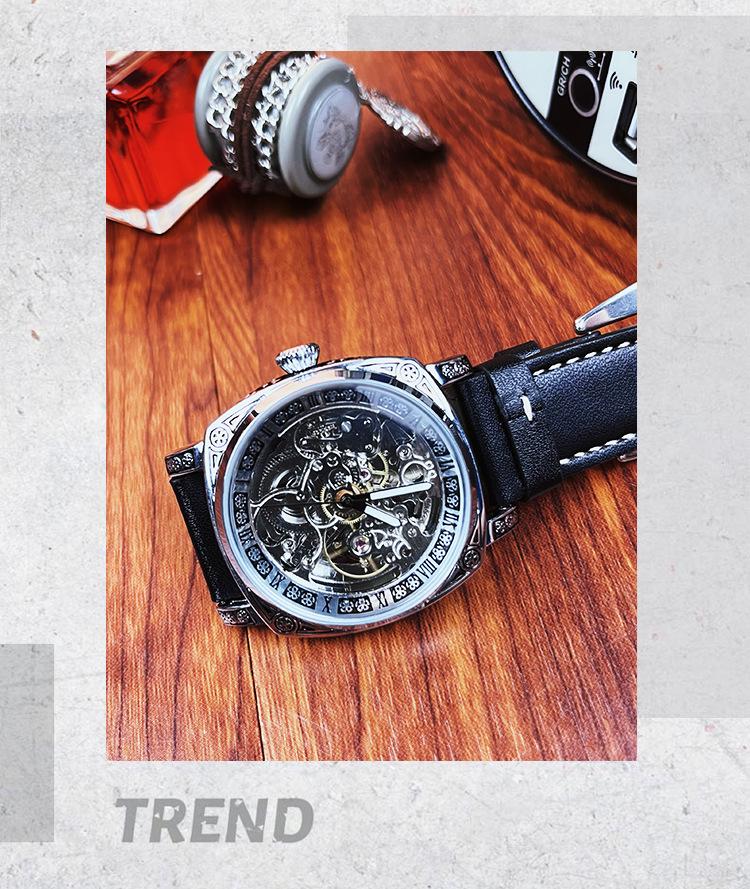 Fenshi FENSIR 8837 Мужские автоматические механические часы - Полый дизайн, Водонепроницаемые, Повседневный ремешок.