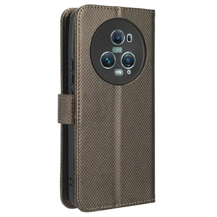 Чехол-кошелек из искусственной кожи с ромбовидной текстурой для Honor Magic5 Pro 5G, чехол для телефона с подставкой и защитой от падения