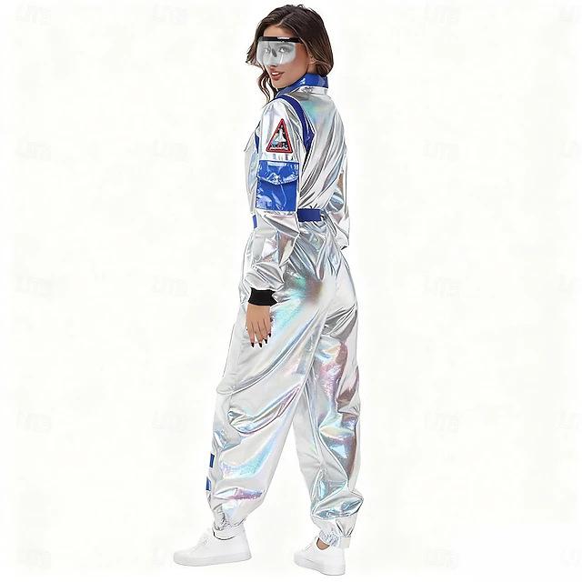 Хэллоуин взрослый космический костюм серебряный скафандр пилот кос бродяга земля вечеринка игра комбинезон