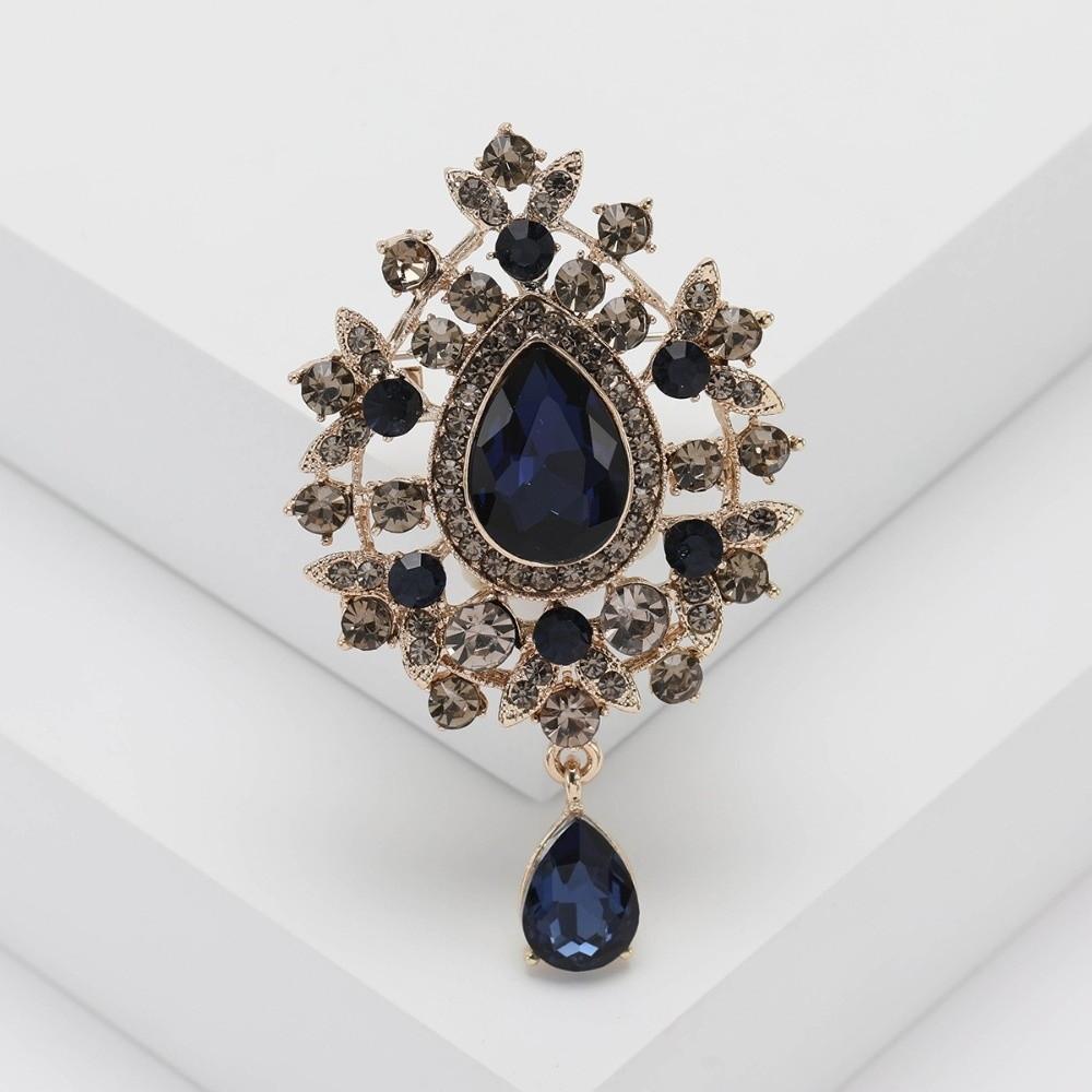 Zinc Alloy Zircon Crystal Brooch Retro Palace Style Pendant Brooch New Corsage Pins Wedding