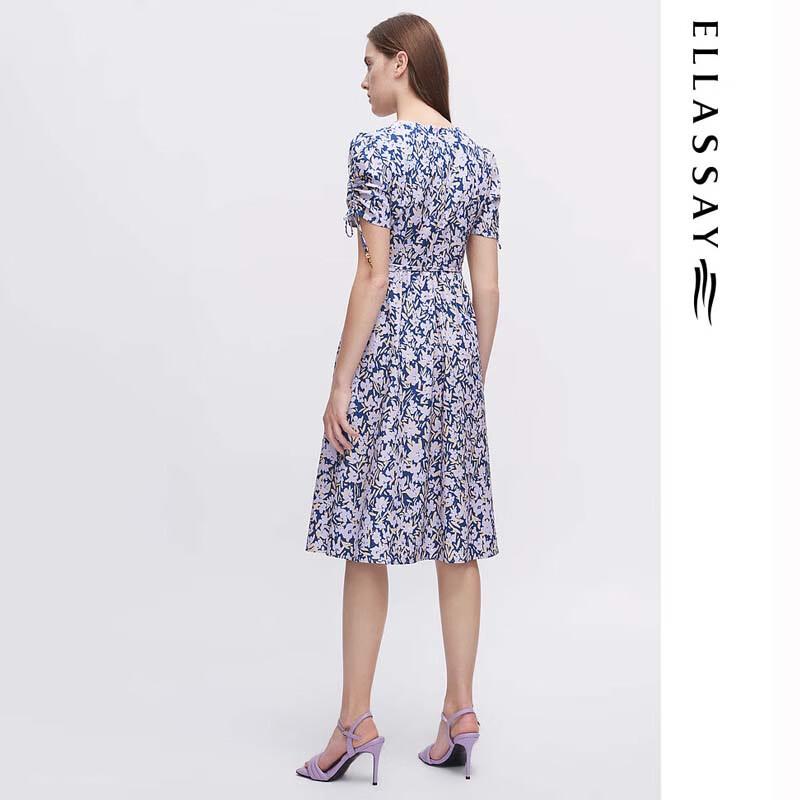 ELLASSAY Women's French Square Neck Floral Midi Dress