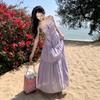 Summer Fairy Holiday Style Long Dress Large Skirt Exposed Waist French Sling Backless Dress