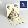 New 3D Happy Birthday Card Four-Layer Birthday Cake with Envelope Musical Light Greeting Card Pop Up Foldable Gift Card