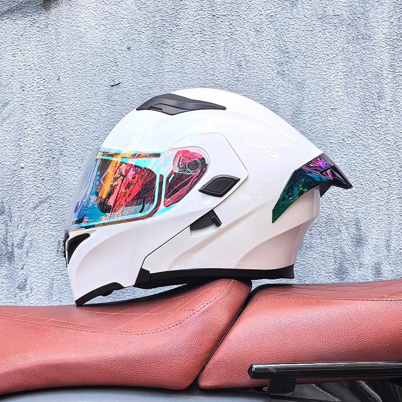 Orz motorcycle helmet peel-off helmet double lens big tail locomotive racing helmet running helmet men and women keep warm in winter
