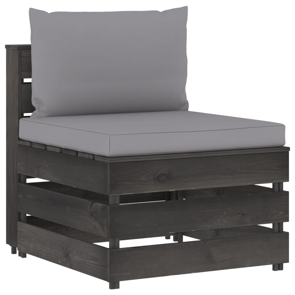 Modular Center Sofa with Cushions Gray Pressure Treated Wood