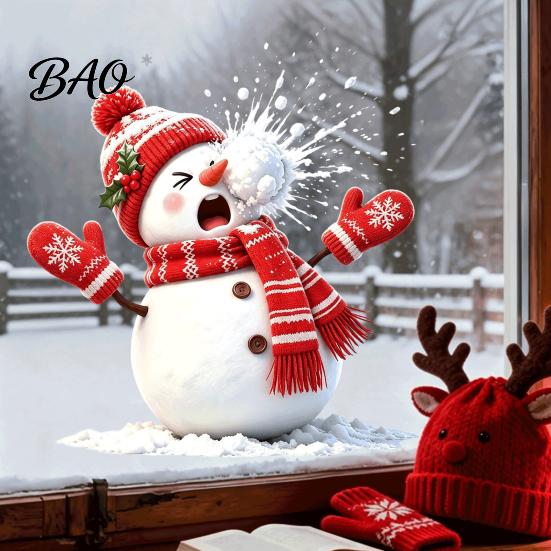Snowman Decals for Glass Christmas Static Window Cling, Funny Sticker, Reusable Electrostatic Decorations Xmas Decal Home Shop Holiday Decor
