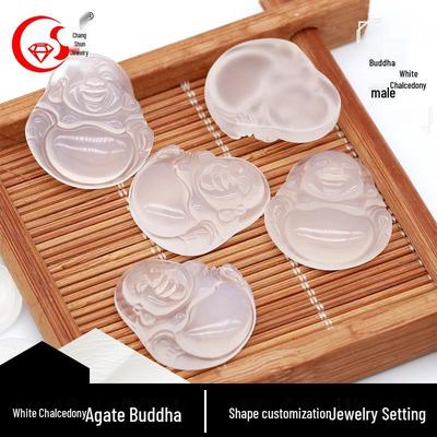 Подвеска Будда из натурального белого халцедона, кабошон из мадагаскарского океанического жада, аксессуар из отдельного камня высокого ледяного качества