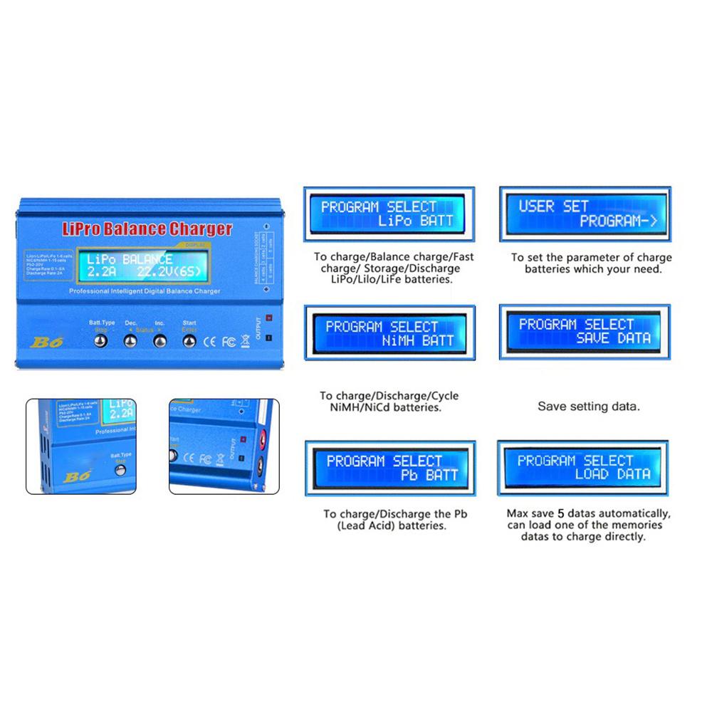 Цифровой балансир заряда/разряда B6 с ЖК-экраном для аккумуляторов Lipo Nimh Nicd Life Pb