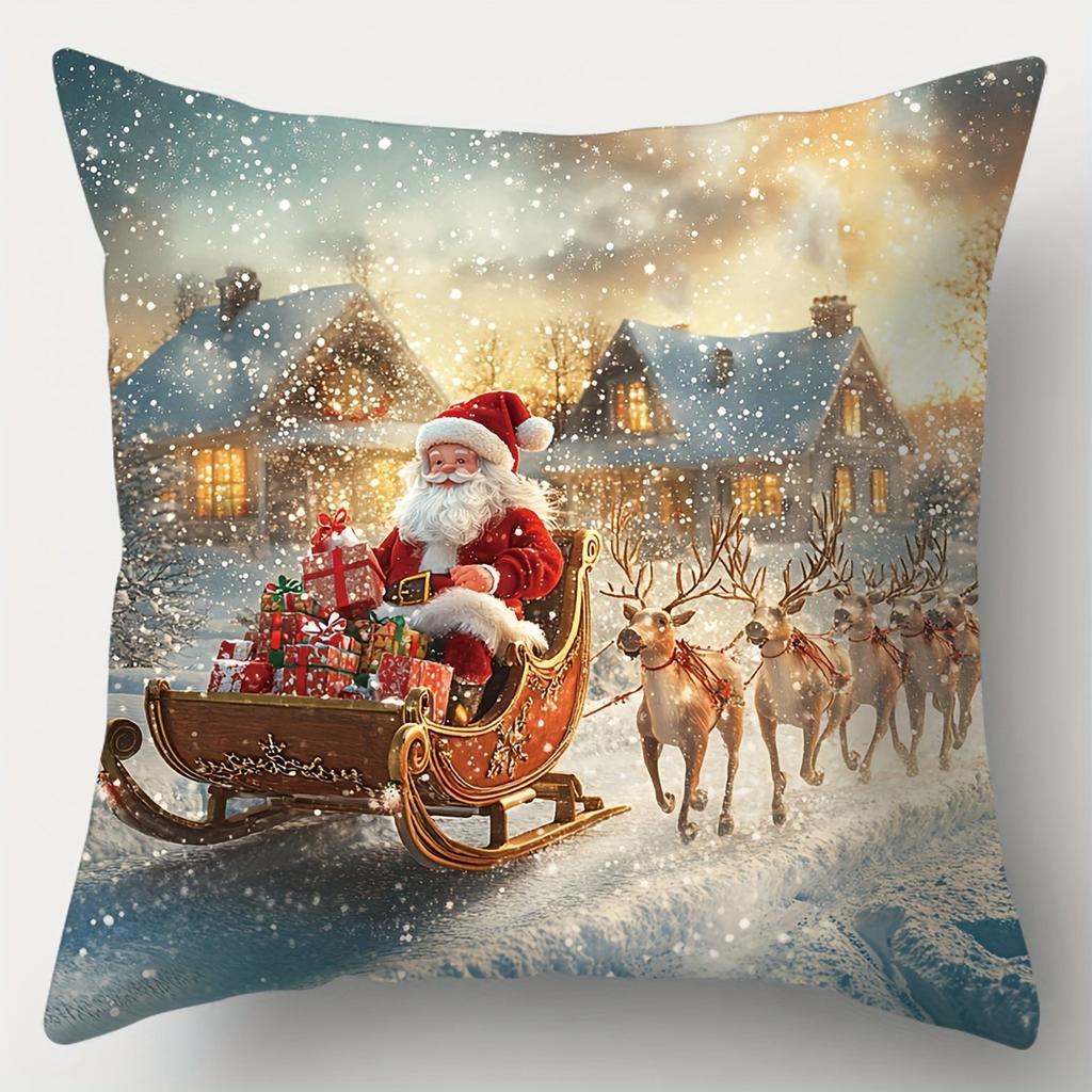 Рождественское украшение наволочка Зимняя снежная сцена Санта-Клаус и подарок наволочка диванная подушка комплект комната украшение дома