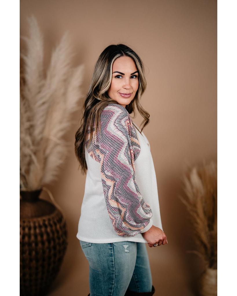 Azura Exchange Geometric Contrast Sleeved Top