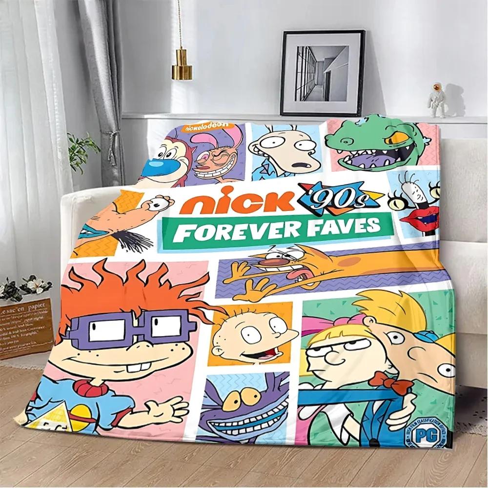 Мультяшное одеяло с принтом R-Rugrats Пледы для пикника Теплое одеяло Мягкое и удобное одеяло Для дома, путешествий, подарок на день рождения