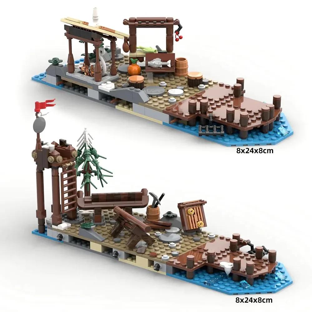MOC Medieval Pirate Ship Viking Village 21343 Extension Building Block Series Architectural Brick Model Collection Toy Kid Gifts