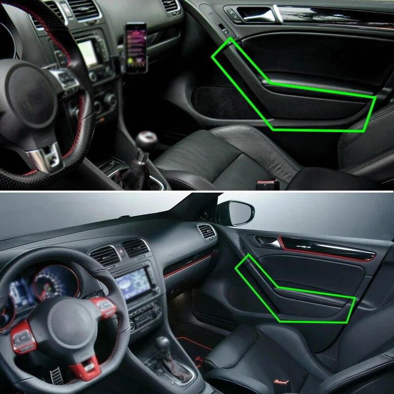 Интерьер автомобиля, передняя левая и правая дверная ручка, накладка, черная, автозапчасти для VW Golf MK6 2009 2010 2011 2012 2013 GTI