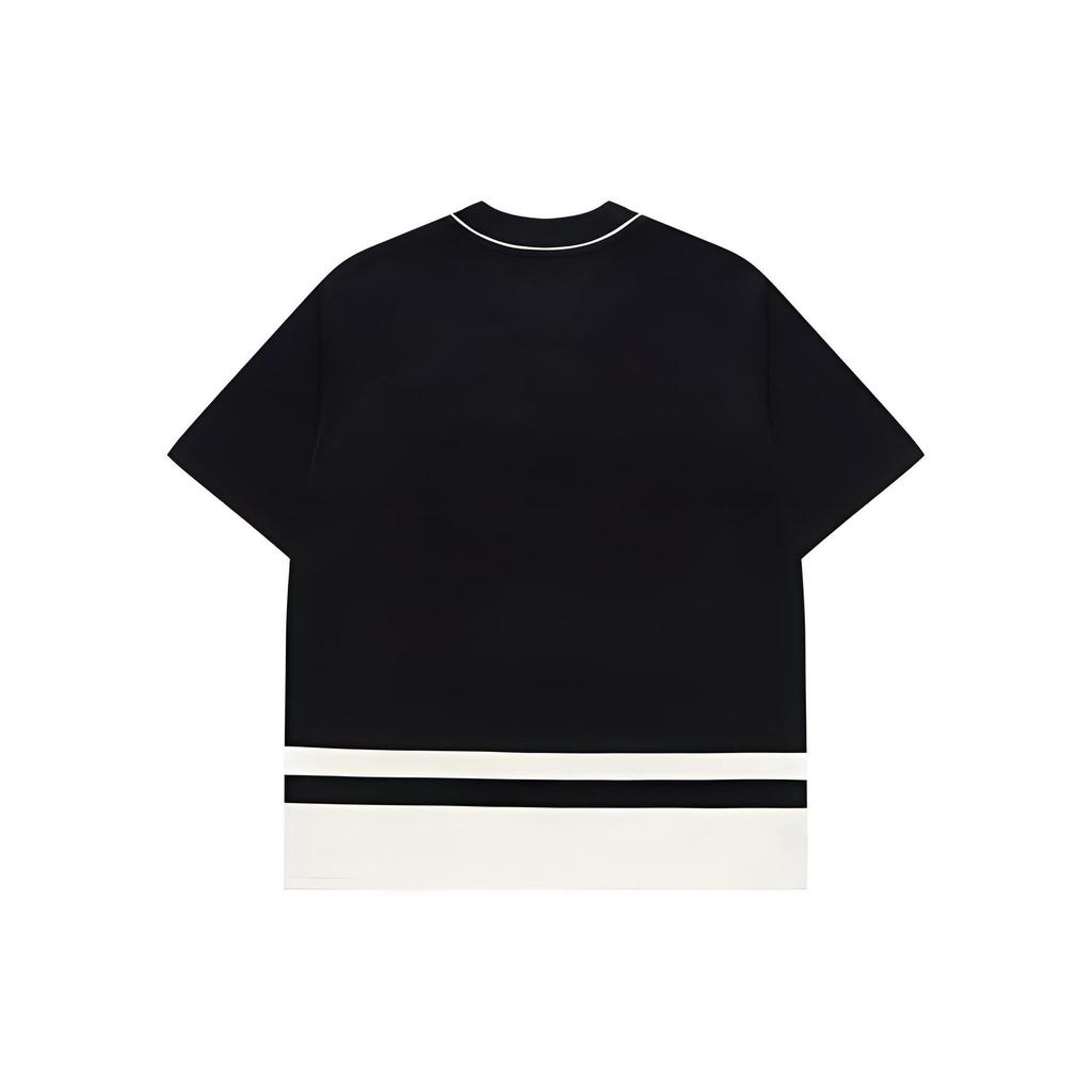 Fila Fusion Мужская футболка с принтом букв в стиле колор-блок, свободная, с короткими рукавами и спущенной линией плеча, Топы Черный T11M332101F-BK