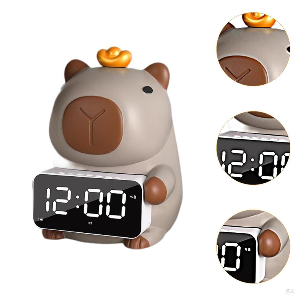 Capybara Figurine Bluetooth Speaker LED Alarm Clock Resin, Tissue Box Holder Table for Living