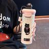 Кавайный Кот Термокружка Милый Термос из Нержавеющей Стали Для Чая Кофе 600 мл Портативная Бутылка для Воды с Трубочкой Для Девочек Женщин