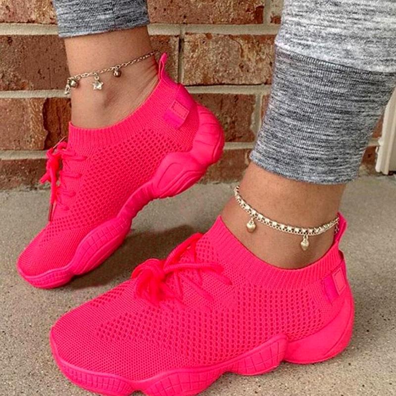 Women Sneakers Breathable Casual Lace-up Vulcanized Shoes Mesh Ladies Platform Sneakers Female Shoes Plus Size Zapatos De Mujer