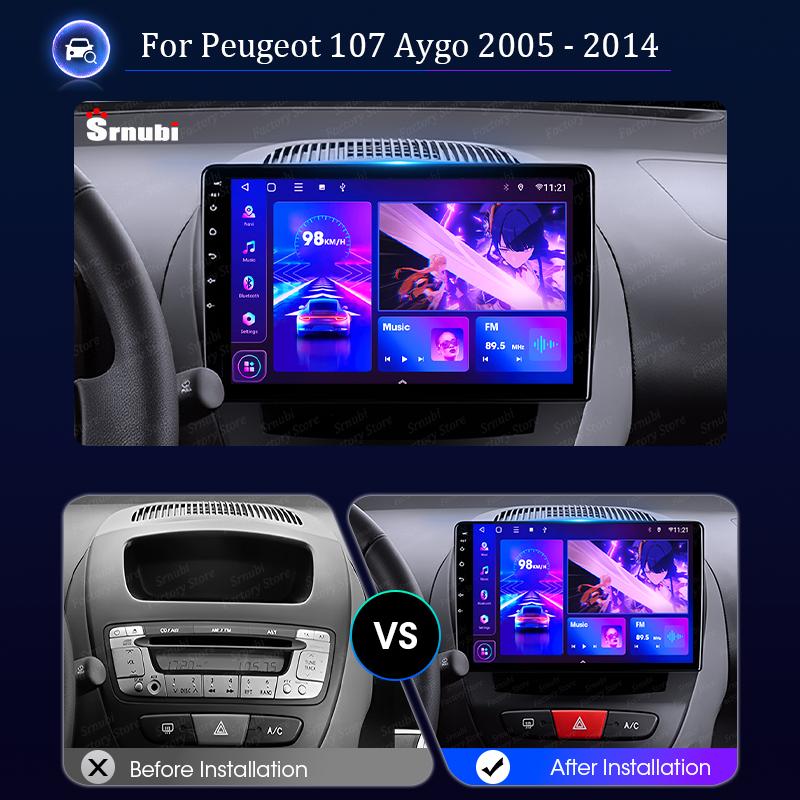 Для Peugeot 107 Toyota Aygo Citroen C1 2005 - 2014 2 Din Android 12 Автомагнитола Радио Мультимедийный Видеоплеер GPS 4G Carplay Auto