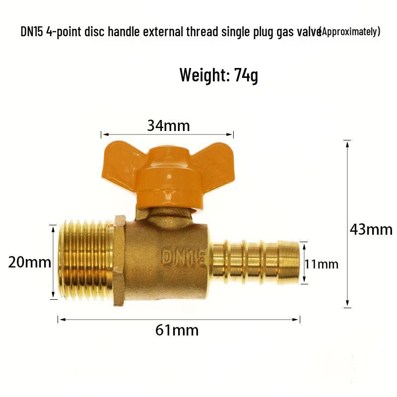 Thickened Brass 4-Point Ball Valve for Natural Gas with Male/Female & Three-Way Tee Valve.