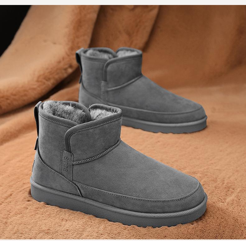 Зимняя новая обувь для мужчин, меховые сапоги, модная замшевая кожа, теплая плюшевая повседневная обувь, зимние сапоги для улицы