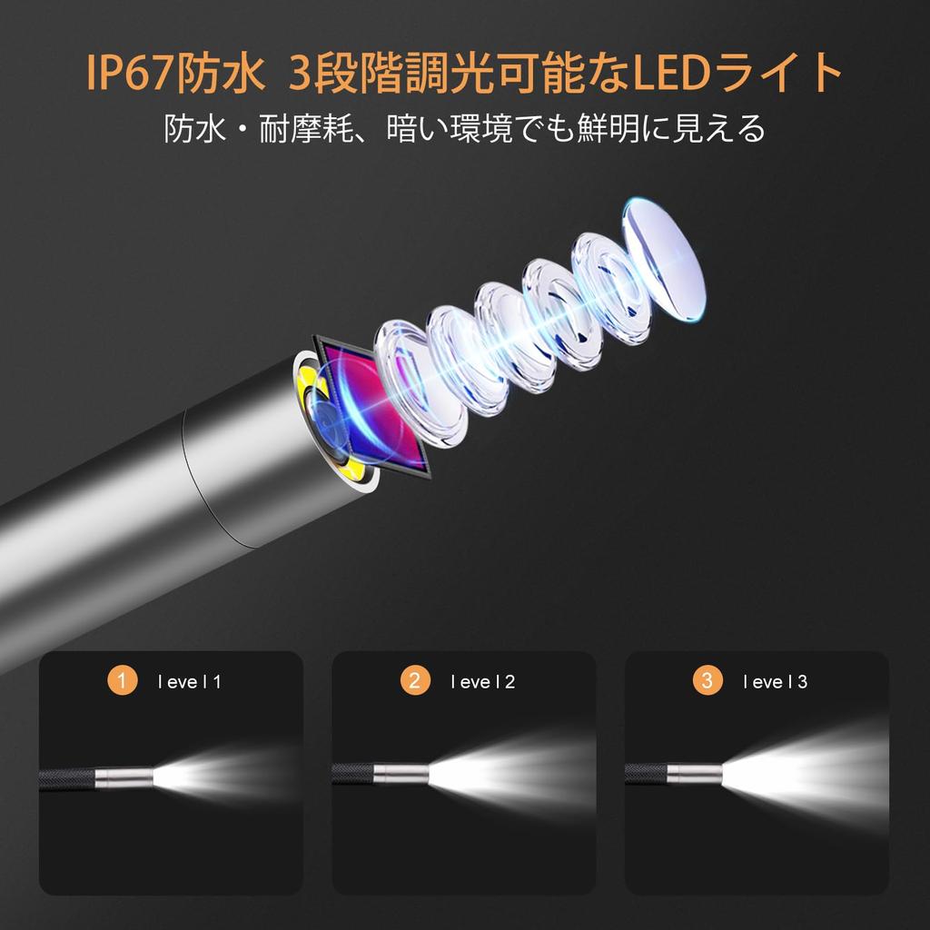 EISTAKAO 4mm Movable Tip Fiberscope Inch Screen Industrial Endoscope 720P Video Scope 360 Degree Rotatable Probe Length 1M Stainless Steel Tube Tip