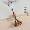 Handmade Lotus Seedpod Peach Wood Keychain Charm