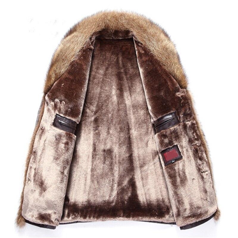 Mens Clothing Winter Coat Leather Long Sleeve Button Casual Slim Fit Coat Office Business Jacket Thickened Warm Plus Size Jacket