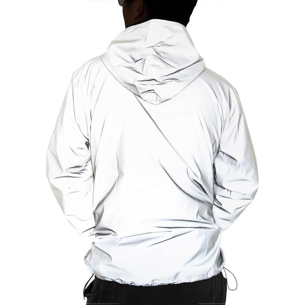 Reflective Coat Hooded Windbreaker Fashion Runing Pocket Jacket