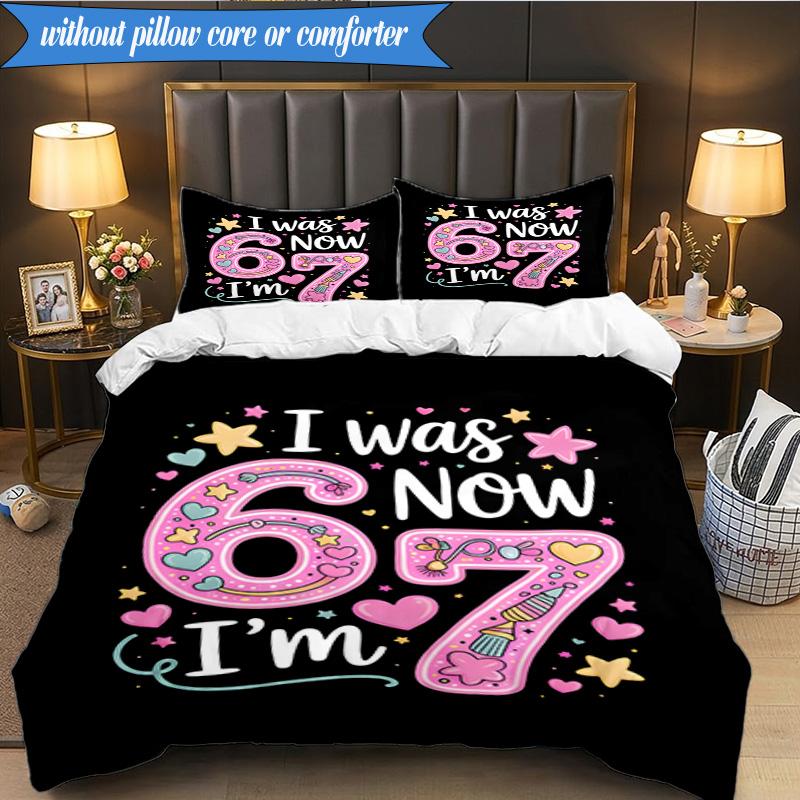 Summer Ice Cream Number 67 3pcs Bedding,Including 1pc Duvet Cover And 2pcs Pillowcases Perfect for Christmas,Ideal for Bedroom, Dormitory