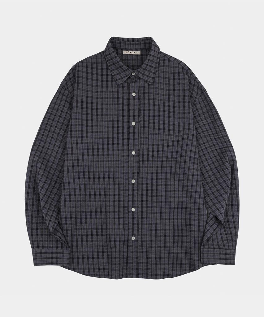 LETTERCOMO Clove Wrinkle Check Shirt Charcoal