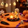 Small Decorative Lamp for Office Halloween Campfire Tealight Holder, Matte Resin Ghost Mummy Scarecrow Figurine, Stable Niche Handmade Art Round Base