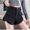Plus Size Women's Black High Waist A-line Wide Leg Bootcut Shorts - Slimming & Elastic Waist