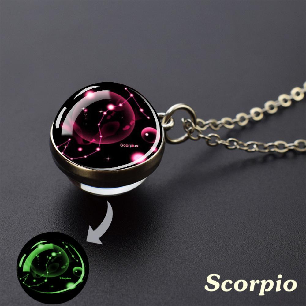 Luminous Starry Sky Glass Ball with Constellation Pattern Pendant Necklace - Men's Fashion Zinc Alloy Jewelry