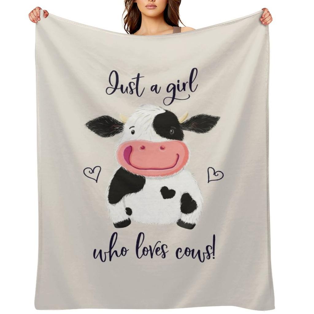 Just A Girl Who Loves Cows! Hearts And Holstein. Throw Blanket Thermal for winter Soft Plush Plaid Shaggy Blankets