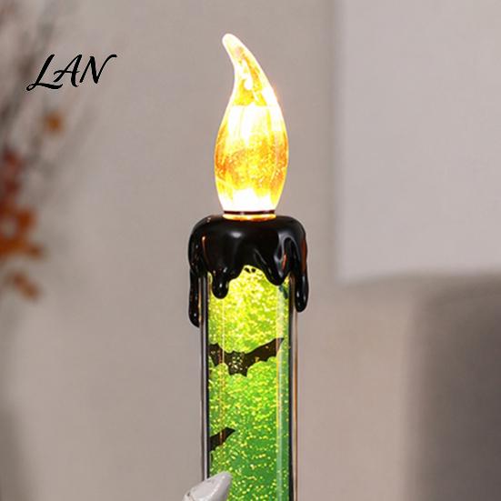 Battery Operated Halloween Lights LED Ghost Candle Light, Spooky Hand Lamp Retro Skeleton Base Ornaments Tabletop Decor, Horror Light for Party