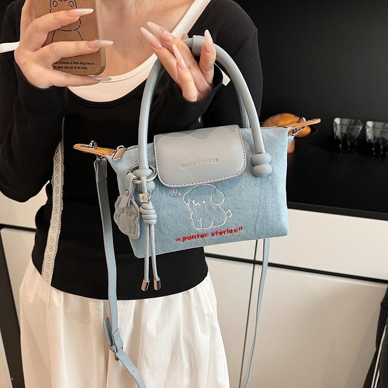 Denim Handbag Women's New Fashion Embroidered Dumpling Bag High-end Single Shoulder Messenger Women's Bag
